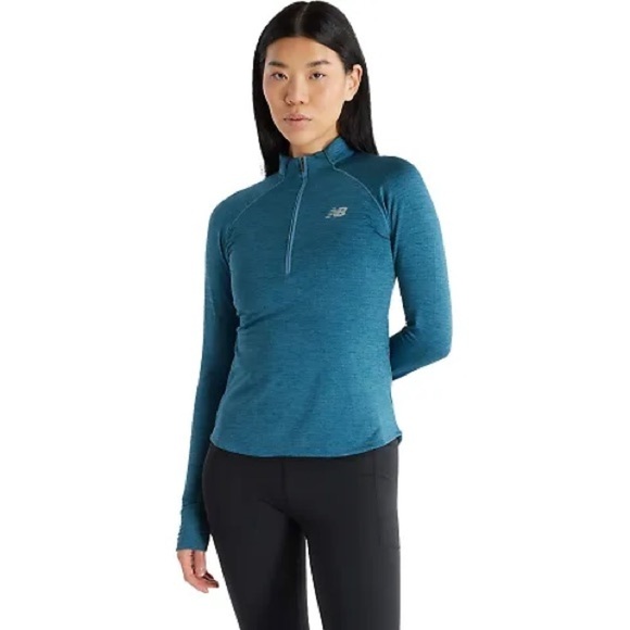 New Balance Jackets & Blazers - New Balance Womens Teal Half Zip Running Jacket Reflective Thumbholes XS